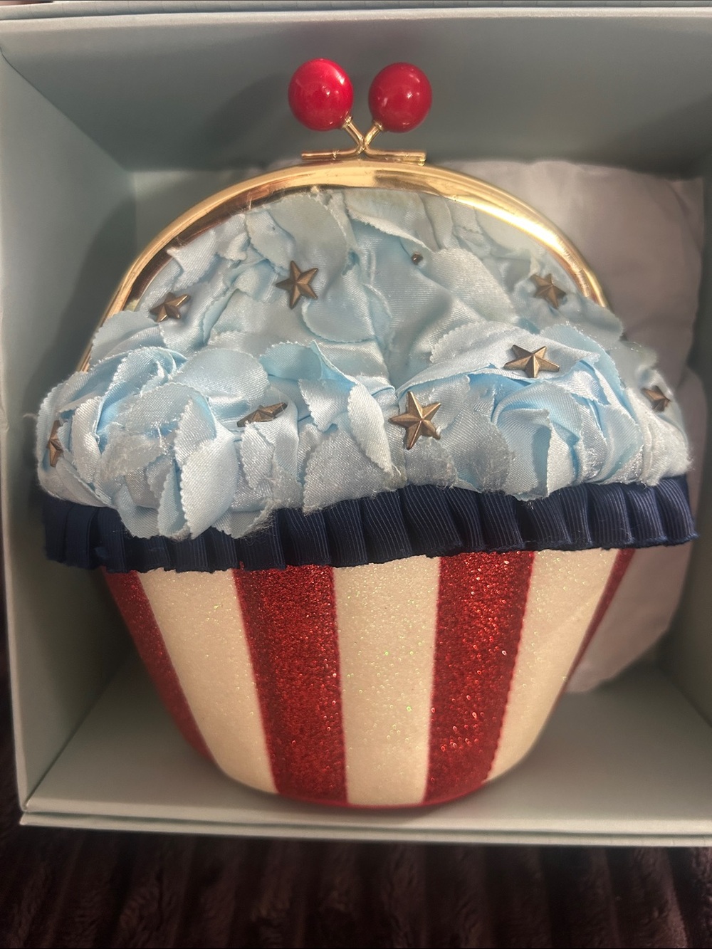 Betsy Johnson baked in the USA crossbody cupcake purse